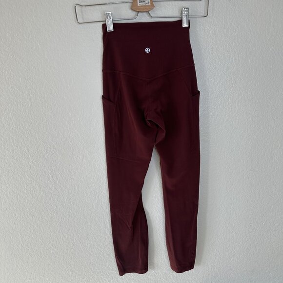 Lululemon Align High Rise Crop Pockets Leggings 23" 0 Red Merlot Stretch Athleti - Picture 8 of 8